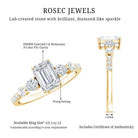 1.8 Carat Emerald Cut Moissanite Engagement Ring with Side Stones D-VS1 - Rosec Jewels