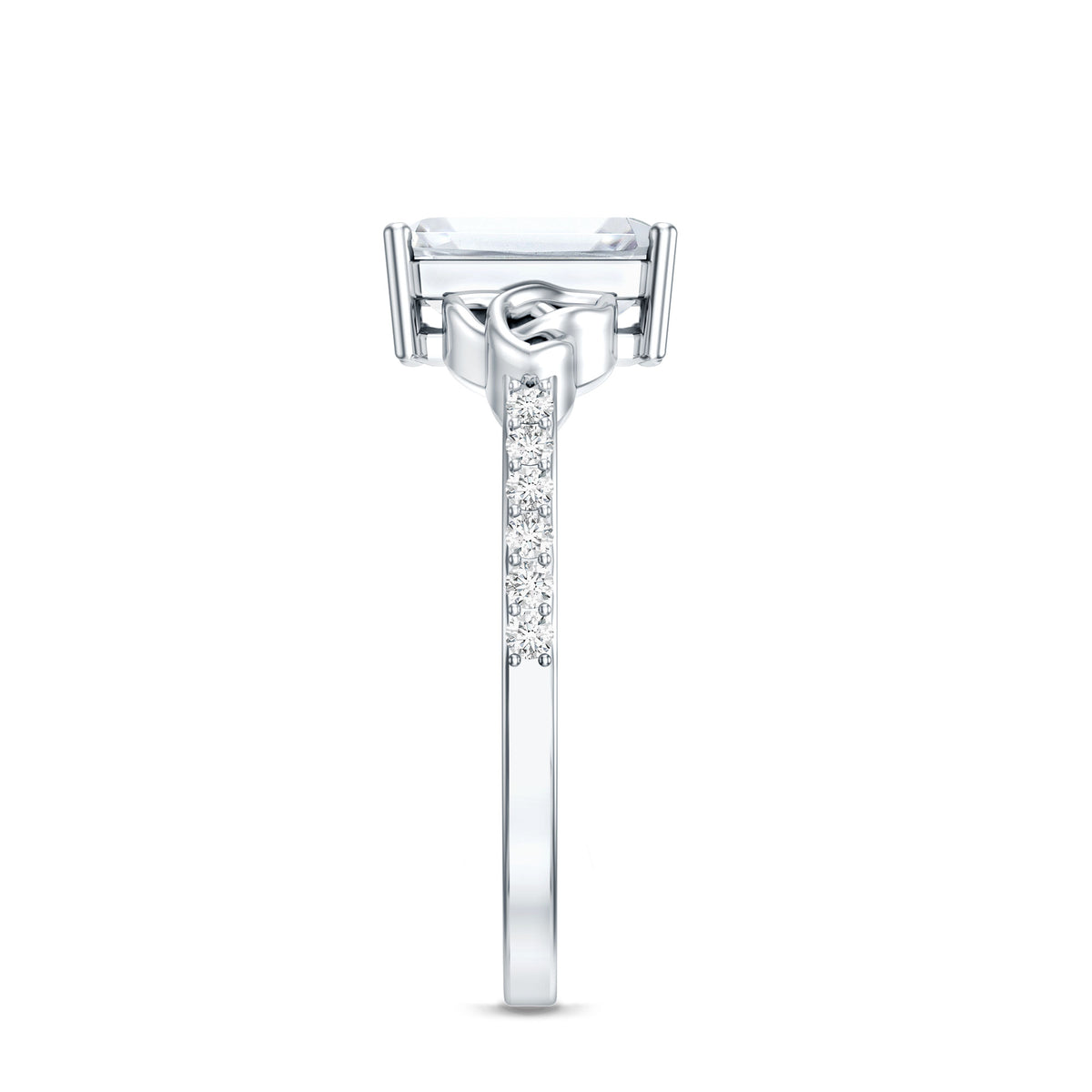 Rosec Jewels-Emerald Cut 2 Carat Lab Grown Diamond Celtic Engagement Ring IGI Certified