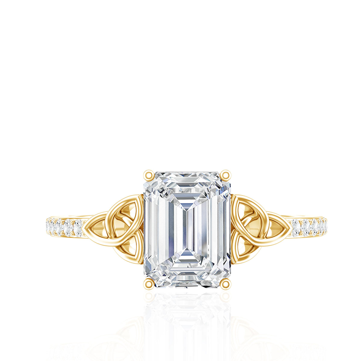 Rosec Jewels-Emerald Cut 2 Carat Lab Grown Diamond Celtic Engagement Ring IGI Certified
