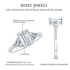 Certified Emerald Cut Moissanite Celtic Knot Engagement Ring D-VS1 - Rosec Jewels