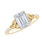Certified Emerald Cut Moissanite Celtic Knot Engagement Ring D-VS1 - Rosec Jewels