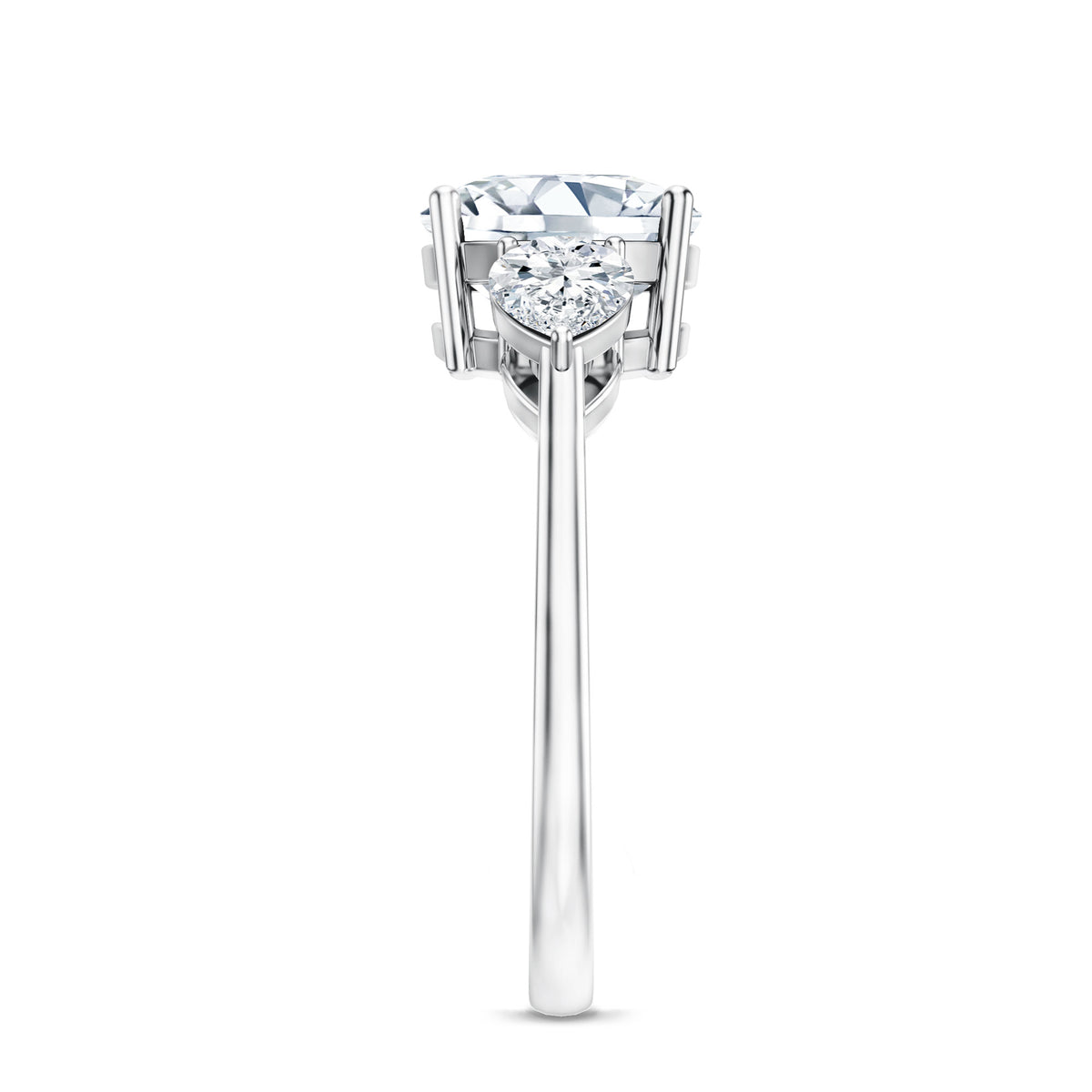 3 Carat Cushion Cut Moissanite Three Stone Engagement Ring D-VS1 - Rosec Jewels