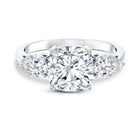 3 Carat Cushion Cut Moissanite Three Stone Engagement Ring D-VS1 - Rosec Jewels