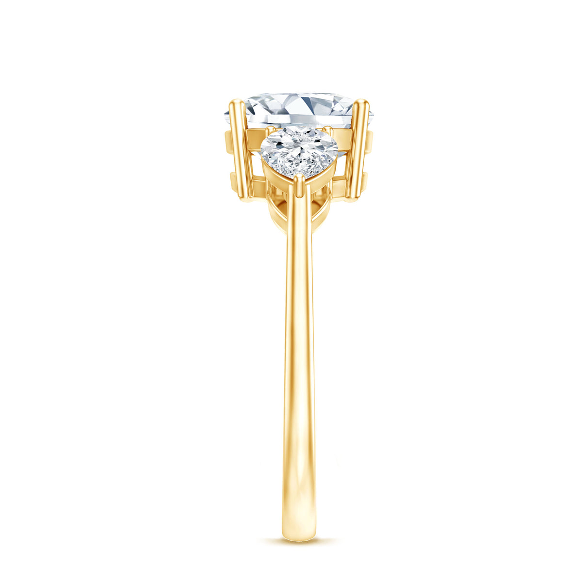3 Carat Cushion Cut Moissanite Three Stone Engagement Ring D-VS1 - Rosec Jewels