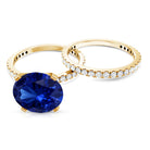 4.5 Carat Lab Created Blue Sapphire Solitaire Wedding Ring Set AAAA - Rosec Jewels