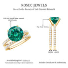 3.5 Carat Lab Created Emerald and Diamond Engagement Ring Set AAAA - Rosec Jewels