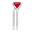 Huge 5 Carat Lab Created Ruby and Diamond Wedding Ring Set for Her AAAA - Rosec Jewels