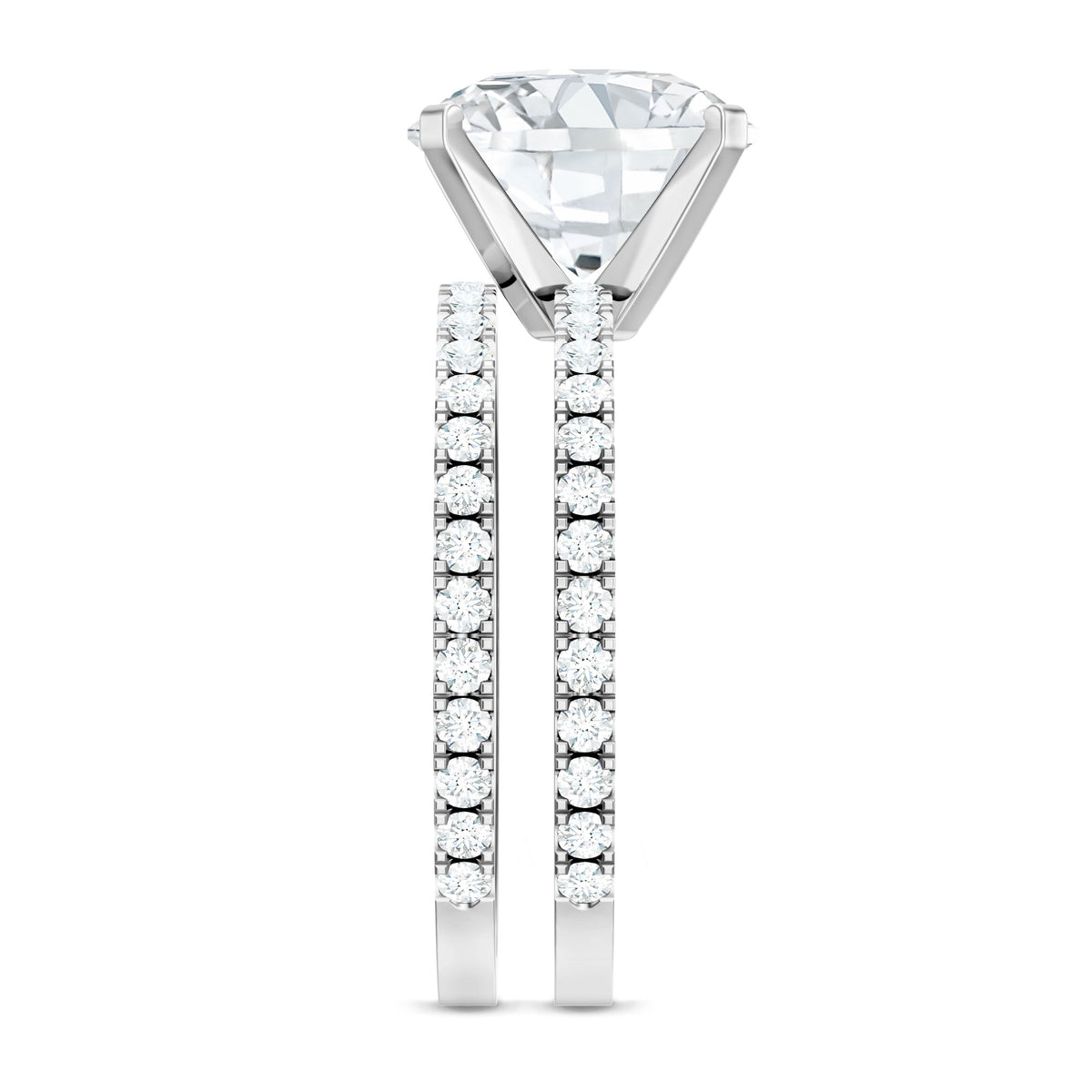 4.4 Carat Moissanite Solitaire Engagement Ring with Ring Guard D-VS1 - Rosec Jewels