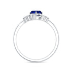 1 Carat Lab Grown Blue Sapphire Bridal Ring Set with Diamond AAAA - Rosec Jewels