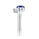 1 Carat Lab Grown Blue Sapphire Bridal Ring Set with Diamond AAAA - Rosec Jewels