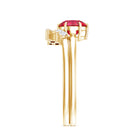 1.3 Carat Lab Grown Ruby and Diamond Engagement Wedding Ring Set of 2 AAAA - Rosec Jewels
