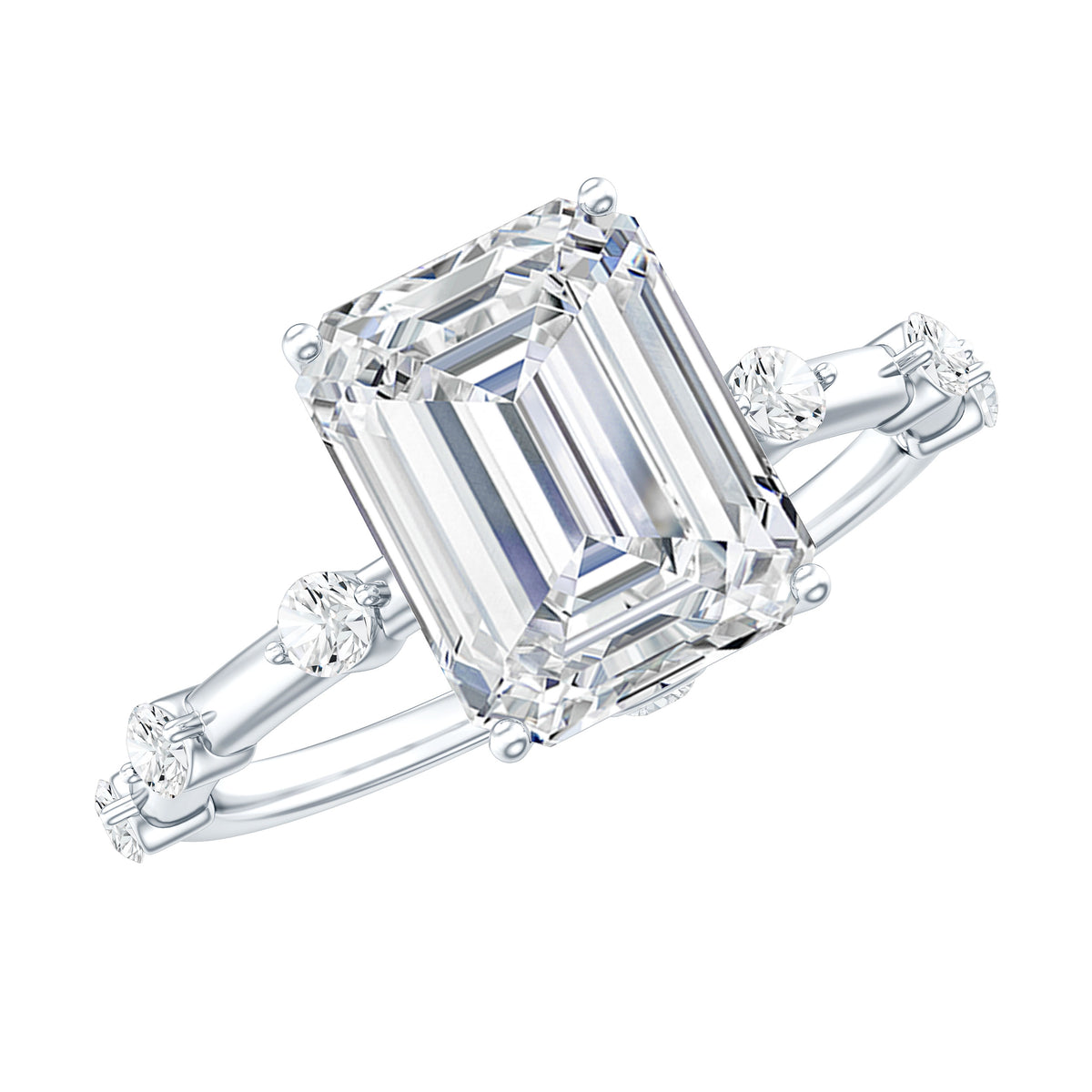 Rosec Jewels-Lab Grown 3 Carat Diamond Emerald Cut Engagement Ring with IGI Certificate