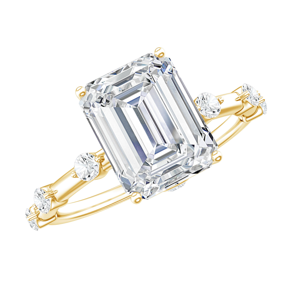 Rosec Jewels-Lab Grown 3 Carat Diamond Emerald Cut Engagement Ring with IGI Certificate