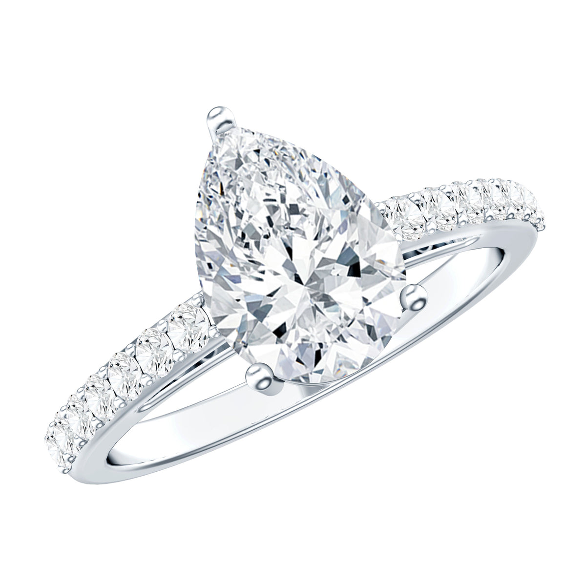 Rosec Jewels-IGI Verified 2 Carat Lab Created Diamond Pear Engagement Ring for Women