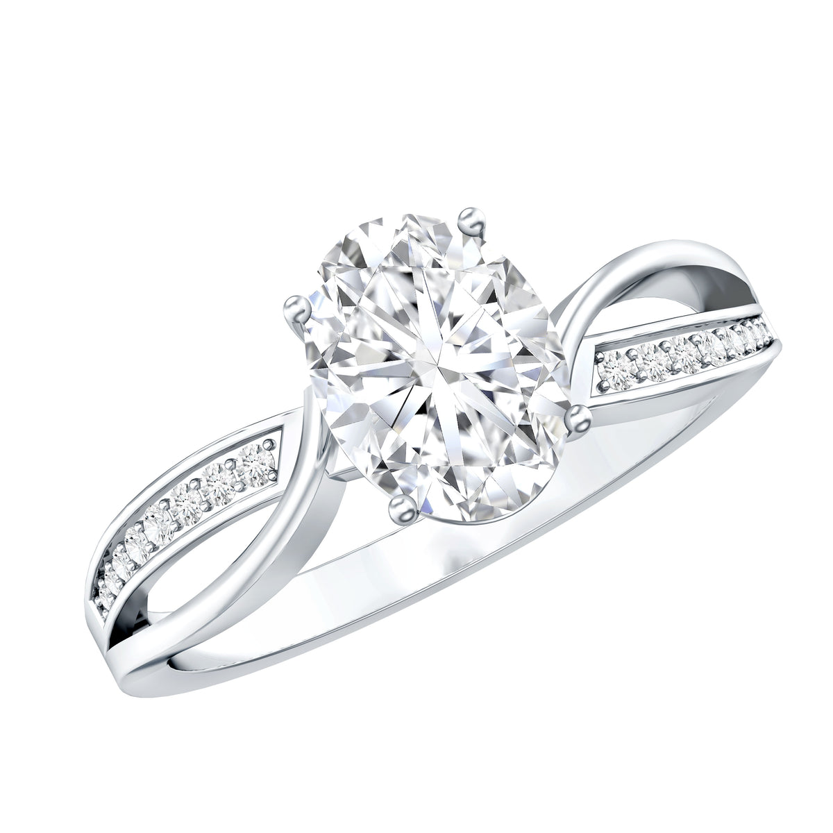 Rosec Jewels-IGI Verified 1 Carat Oval Lab Grown Diamond Infinity Engagement Ring for Women