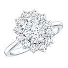 Certified Lab Grown 1 Carat Diamond Oval Halo Engagement Ring Lab - ( EF-VS ) - Rosec Jewels