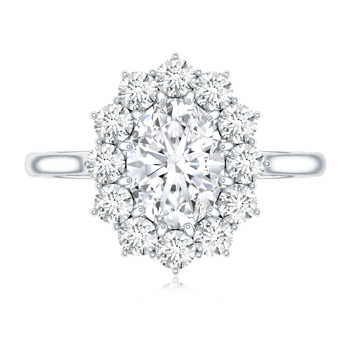 Certified Lab Grown 1 Carat Diamond Oval Halo Engagement Ring Lab - ( EF-VS ) - Rosec Jewels