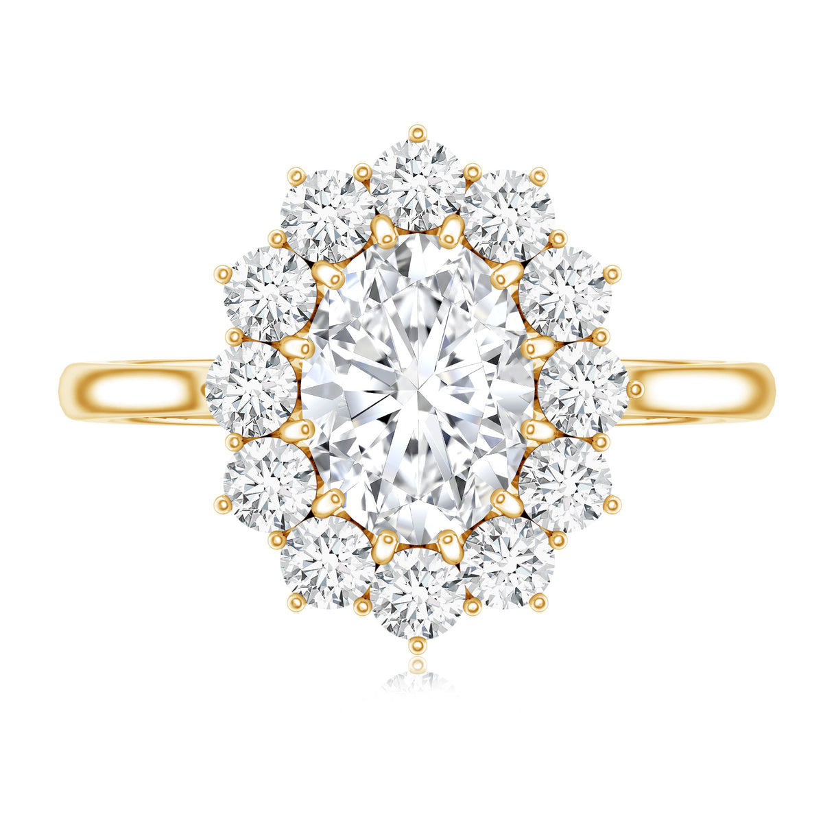 Certified Lab Grown 1 Carat Diamond Oval Halo Engagement Ring Lab - ( EF-VS ) - Rosec Jewels