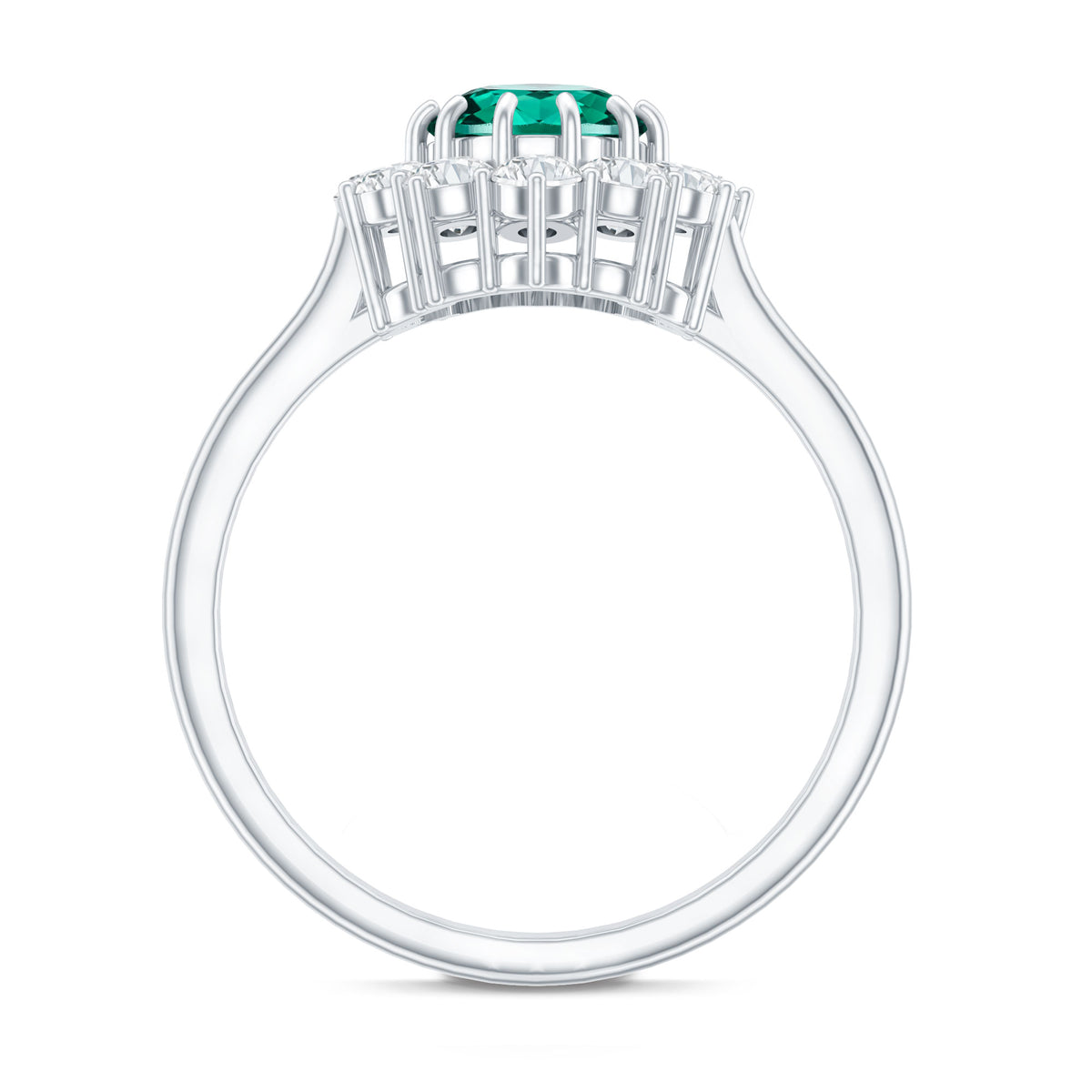 1 Carat Lab Created Emerald Oval Engagement Ring with Diamond Halo AAAA - Rosec Jewels