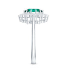 1 Carat Lab Created Emerald Oval Engagement Ring with Diamond Halo AAAA - Rosec Jewels