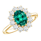1 Carat Lab Created Emerald Oval Engagement Ring with Diamond Halo AAAA - Rosec Jewels