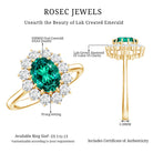1 Carat Lab Created Emerald Oval Engagement Ring with Diamond Halo AAAA - Rosec Jewels