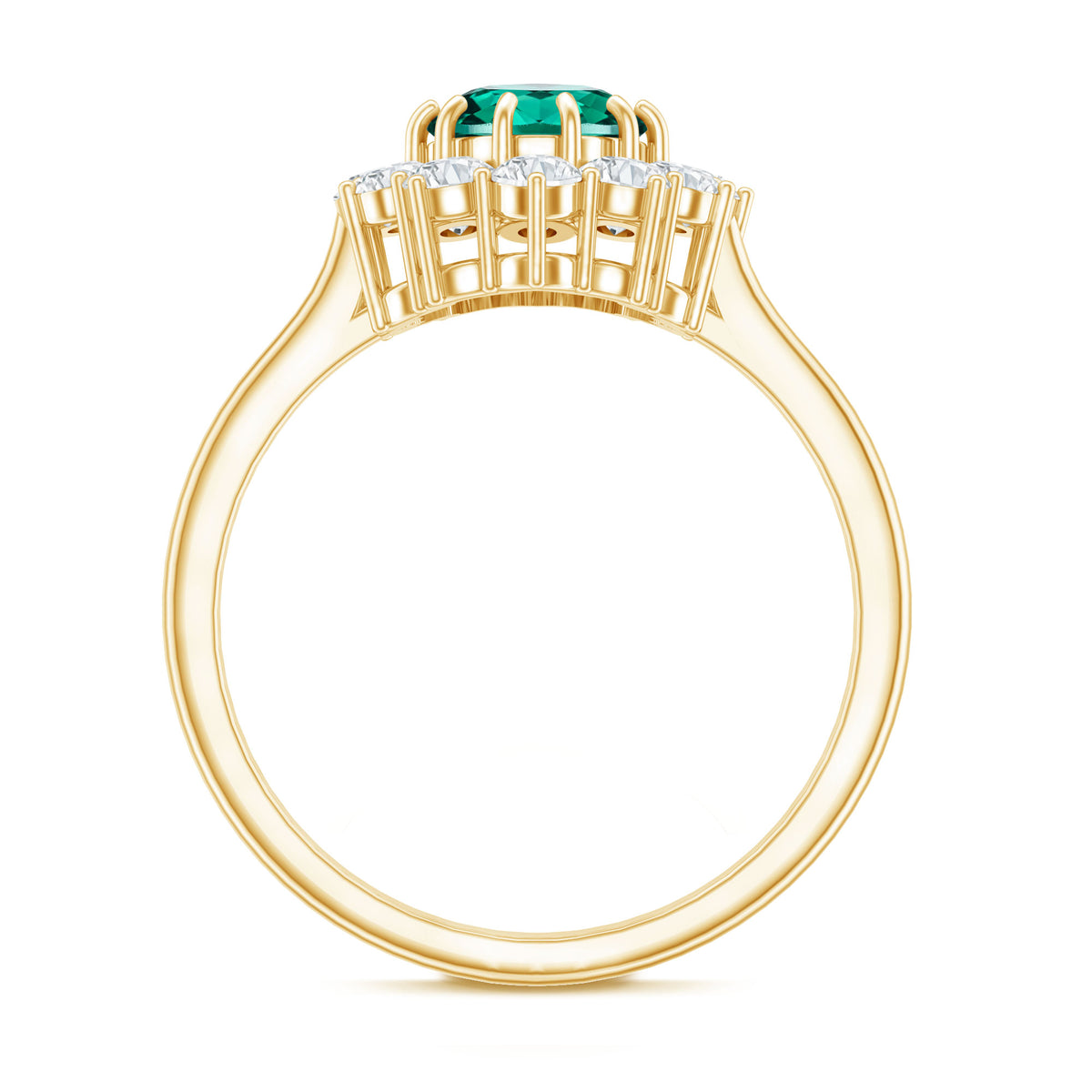 1 Carat Lab Created Emerald Oval Engagement Ring with Diamond Halo AAAA - Rosec Jewels