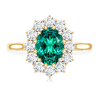 1 Carat Lab Created Emerald Oval Engagement Ring with Diamond Halo AAAA - Rosec Jewels