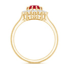 1.5 Carat Lab Grown Ruby Oval Engagement Ring with Diamond Halo AAAA - Rosec Jewels