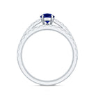 Pear Shape Lab Grown Blue Sapphire and Diamond Bridal Ring Set AAAA - Rosec Jewels