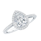 1.3 Carat Lab Grown Diamond Pear Halo Engagement Ring for Women Lab - ( EF-VS ) - Rosec Jewels