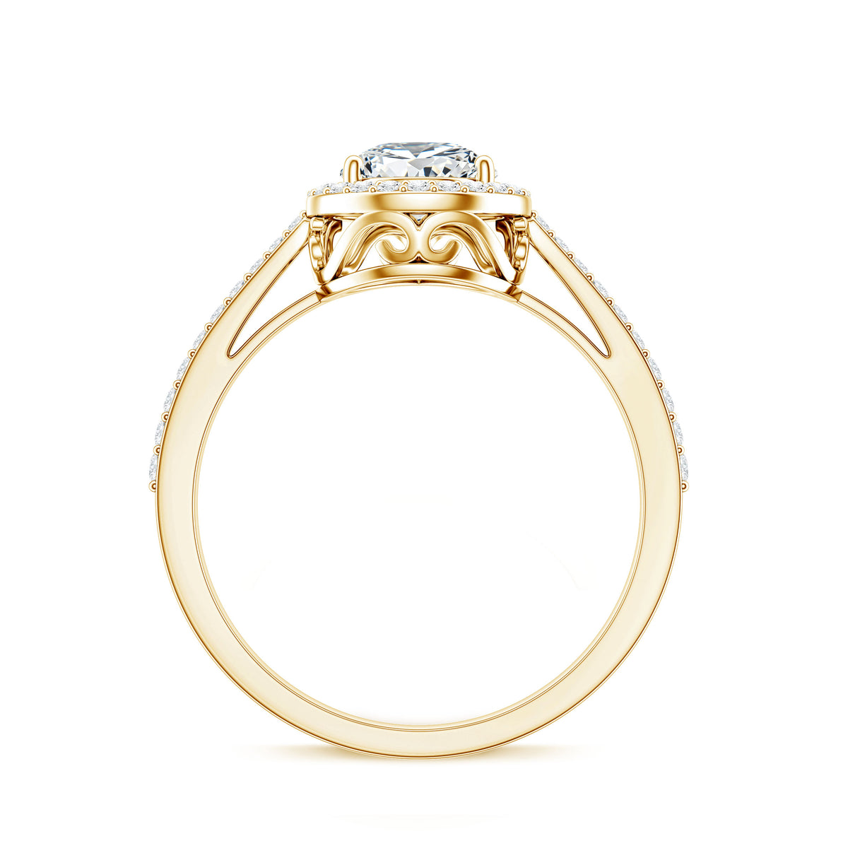 1.3 Carat Lab Grown Diamond Pear Halo Engagement Ring for Women Lab - ( EF-VS ) - Rosec Jewels