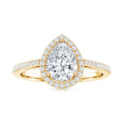 1.3 Carat Lab Grown Diamond Pear Halo Engagement Ring for Women Lab - ( EF-VS ) - Rosec Jewels