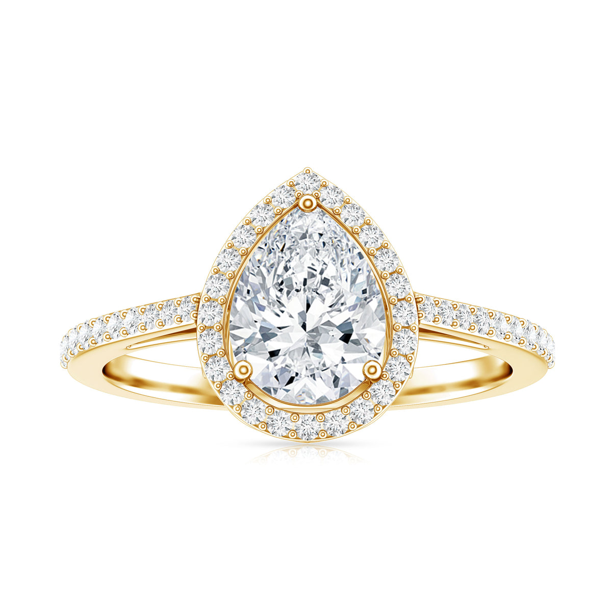 1.3 Carat Lab Grown Diamond Pear Halo Engagement Ring for Women Lab - ( EF-VS ) - Rosec Jewels