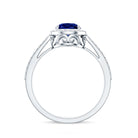 1.6 Carat Pear Shaped Lab Grown Blue Sapphire and Diamond Halo Engagement Ring AAAA - Rosec Jewels