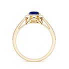 1.6 Carat Pear Shaped Lab Grown Blue Sapphire and Diamond Halo Engagement Ring AAAA - Rosec Jewels
