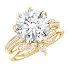4 Carat Lab Grown Diamond Flower Engagement Ring with Wedding Band Lab - ( EF-VS ) - Rosec Jewels