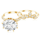 4 Carat Lab Grown Diamond Flower Engagement Ring with Wedding Band Lab - ( EF-VS ) - Rosec Jewels