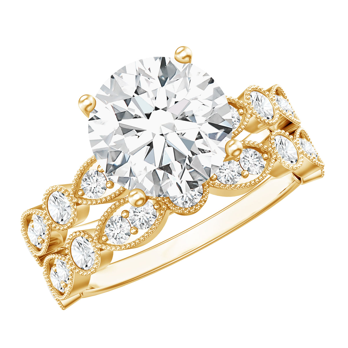 3 Carat Lab Grown Diamond Designer Wedding Ring Set IGI Certified Lab - ( E-VS1 ) - Rosec Jewels