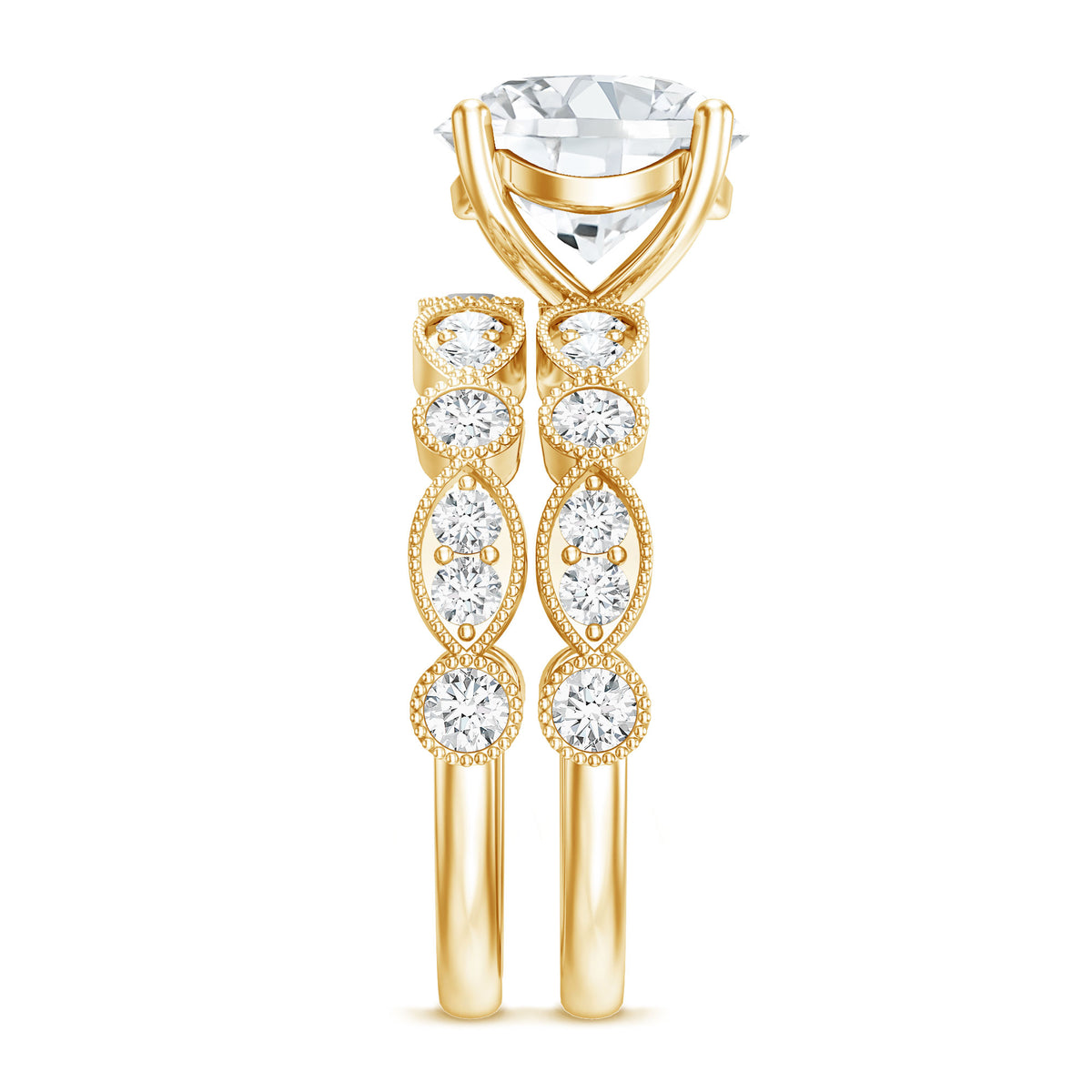 3 Carat Lab Grown Diamond Designer Wedding Ring Set IGI Certified Lab - ( E-VS1 ) - Rosec Jewels