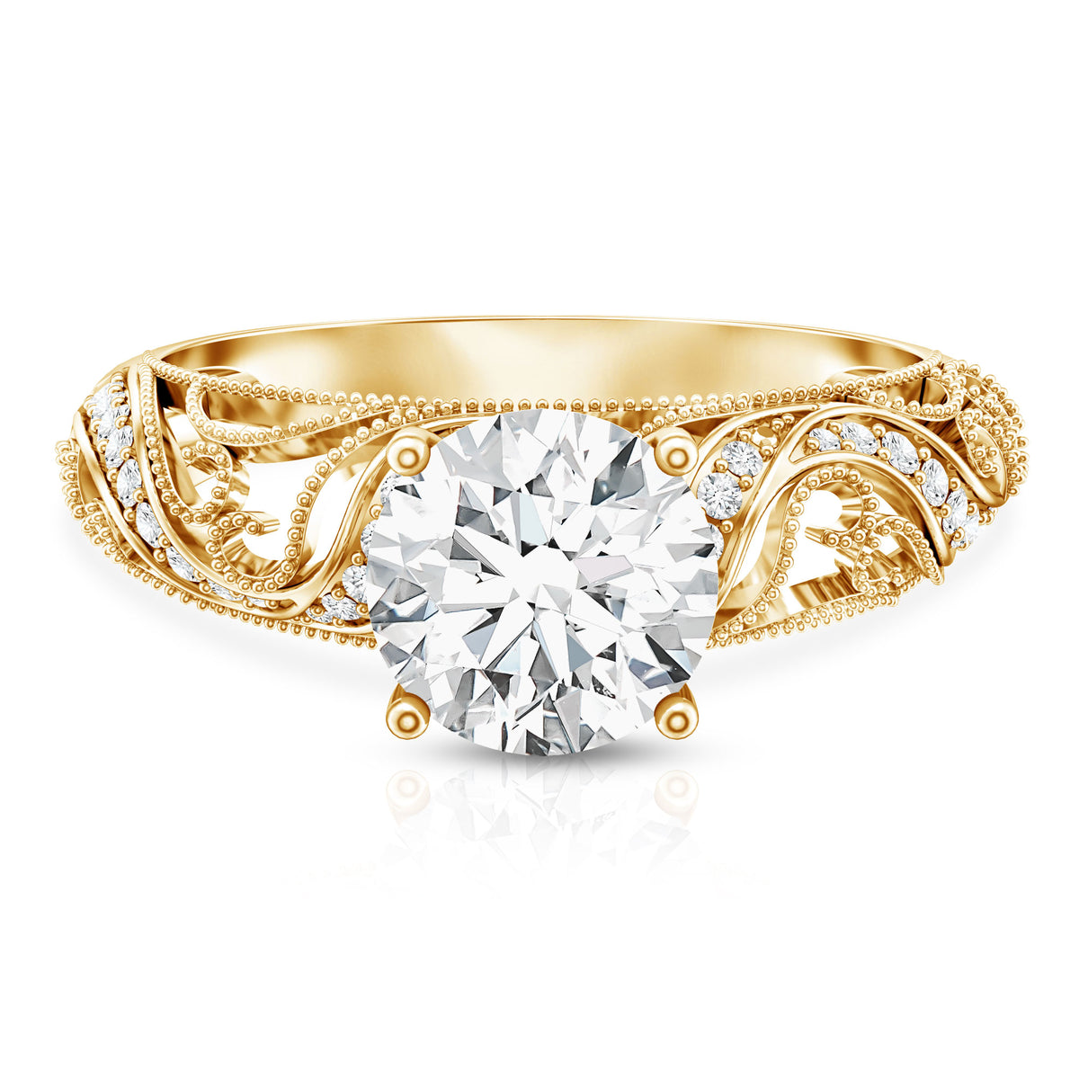 IGI Certified 2 Carat Lab Grown Diamond Vintage Looking Engagement Ring Lab - ( E-VS1 ) - Rosec Jewels
