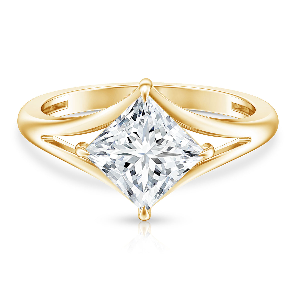 Solitaire Lab Grown 3 Carat Diamond Princess Cut Engagement Ring IGI Verified Lab - ( E-VS1 ) - Rosec Jewels