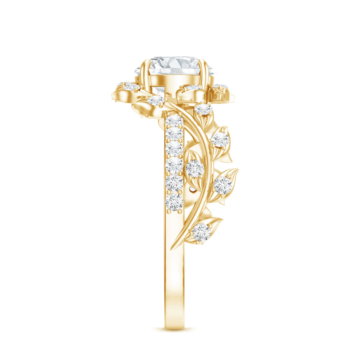 IGI Verified Nature Inspired Engagement Ring with 2 Carat Lab Grown Diamond Lab - ( E-VS1 ) - Rosec Jewels