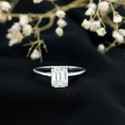 Certified 2.8 Carat Moissanite Emerald Cut Engagement Ring in Silver D-VS1 92.5 Sterling Silver - Rosec Jewels