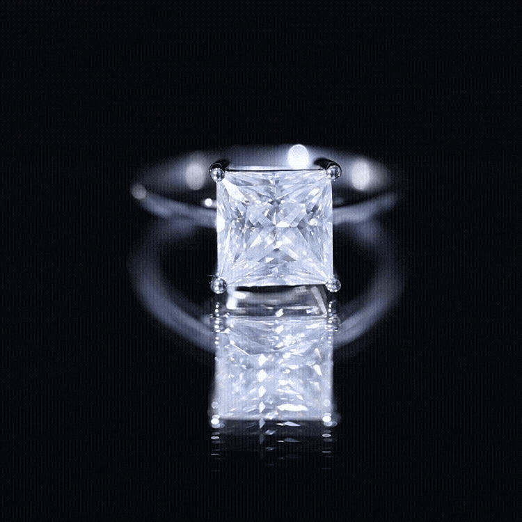 Rosec Jewels-3 Carat Princess Cut Moissanite Solitaire Engagement Ring