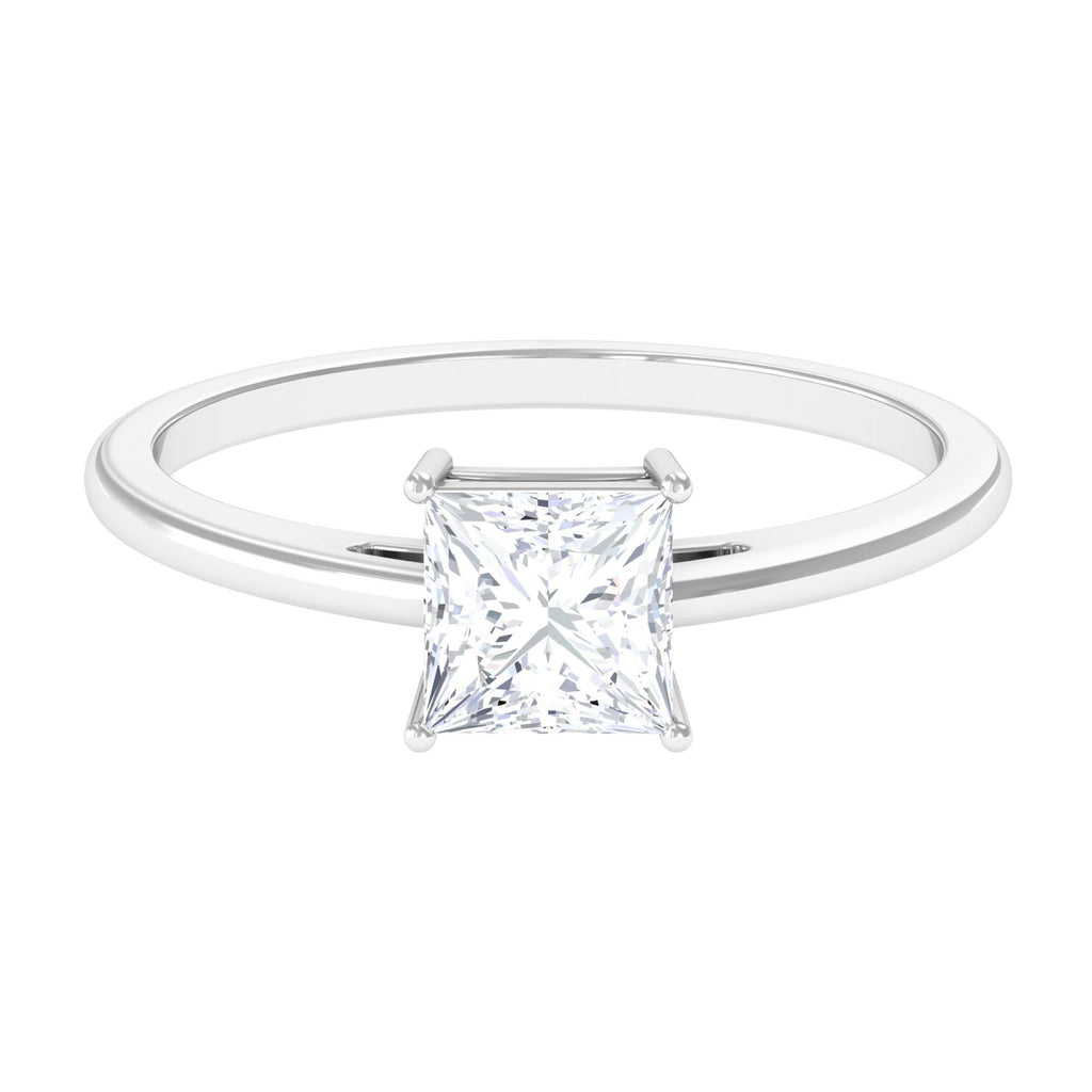 1 CT Princess Cut Moissanite Solitaire Gold Ring Moissanite - ( D-VS1 ) - Color and Clarity - Rosec Jewels