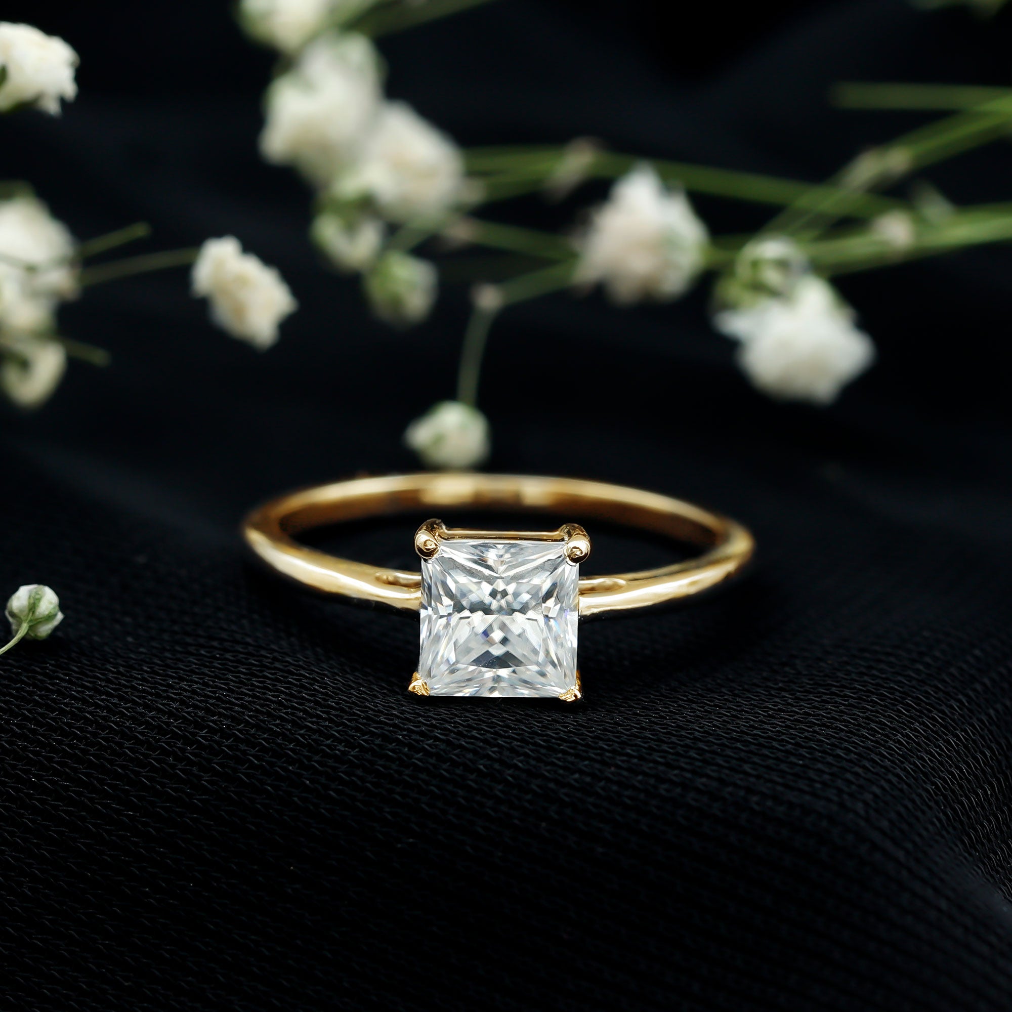1 CT Princess Cut Moissanite Solitaire Ring for Women D-VS1 - Rosec Jewels