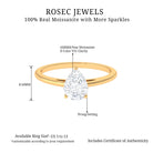 3 Prong Set 6X8 MM Pear Cut Moissanite Solitaire Ring for Women Moissanite - ( D-VS1 ) - Color and Clarity - Rosec Jewels