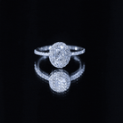 Certified 1.25 Carat Moissanite Oval Engagement Ring with Halo D-VS1 92.5 Sterling Silver - Rosec Jewels