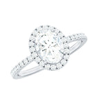 Rosec Jewels-Certified Moissanite Oval Engagement Ring with Halo